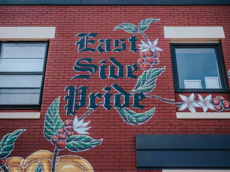 East Side Pride mural at Caydence Records and Coffee in Saint Paul.
