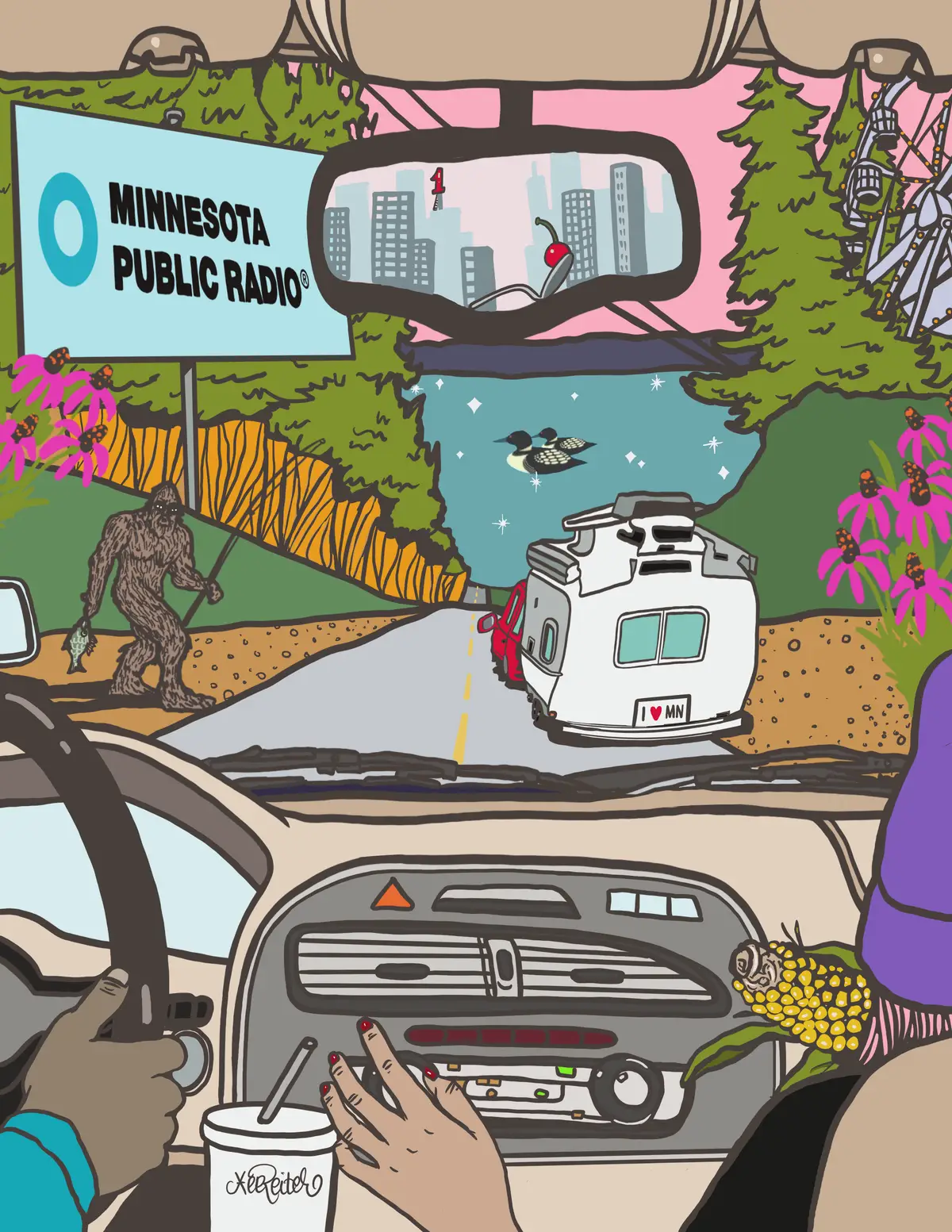 Illustrated playing card featuring a Minnesota icon, created for Minnesota Public Radio's Winter member drive.