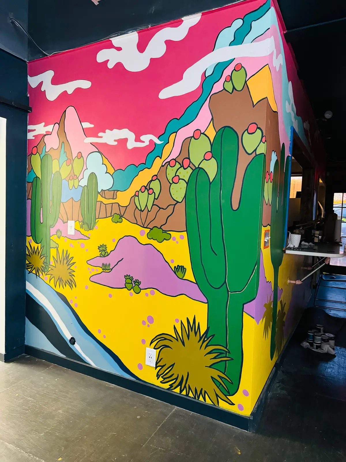 Mural at Roots Cafe inside the Indigenous Roots Cultural Arts Center on the Eastside of Saint Paul.